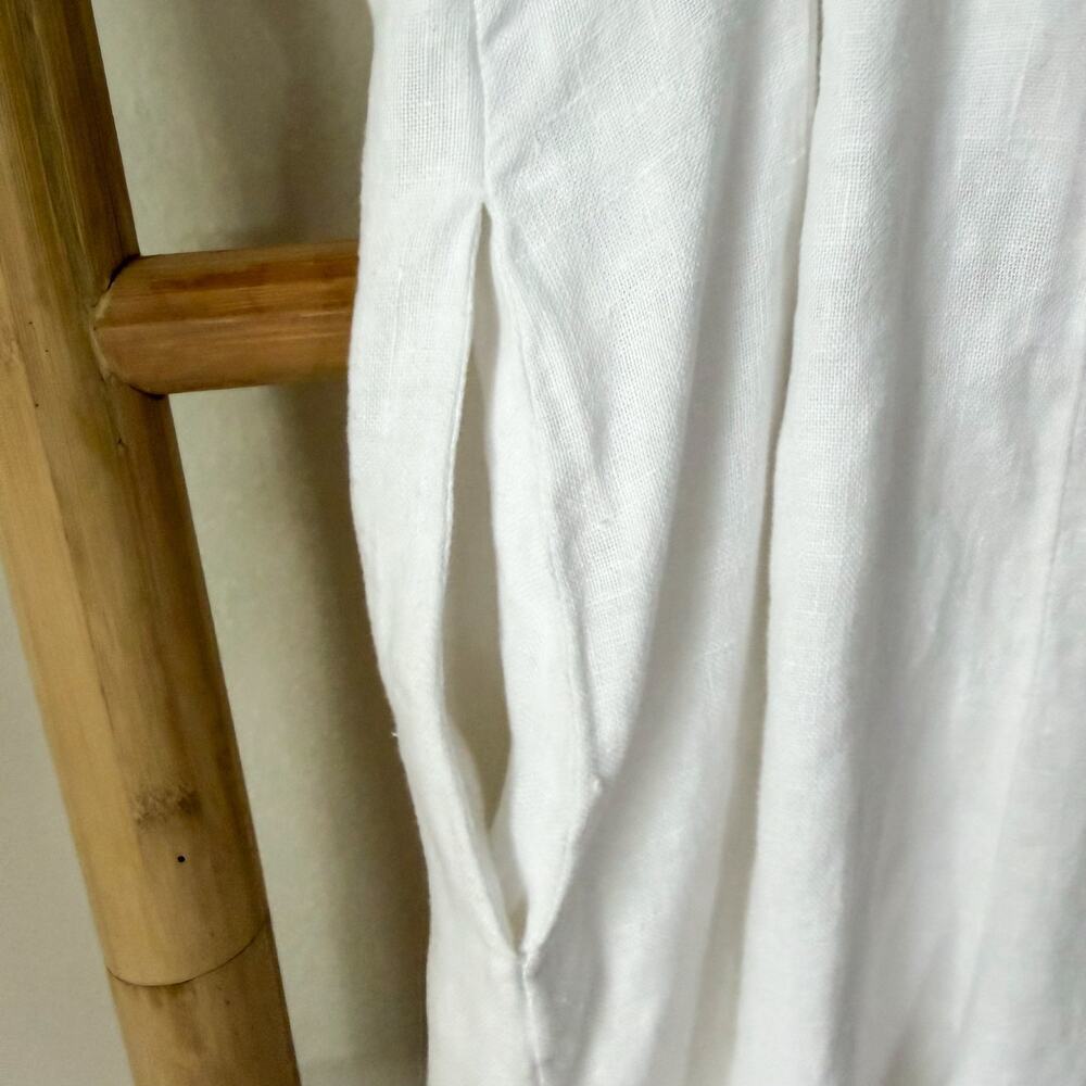 La Mode De Vie White Linen Blend Button Front Romper Women’s Size 3 Small - Picture 9 of 9